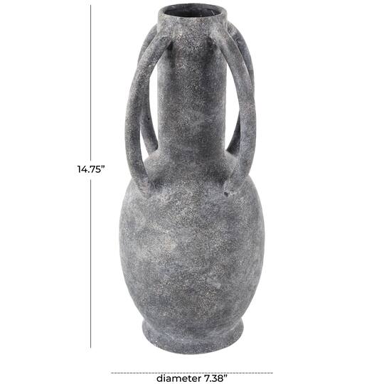 15" Gray Ceramic Textured Whitewashed Vase
